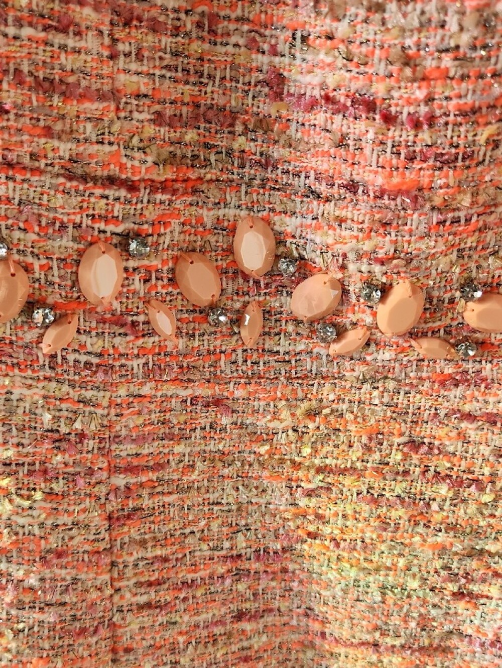 Boston Proper Pink Tweed Rhinestone Mini Sheath Dress with Waist Embellishment - Picture 7 of 11